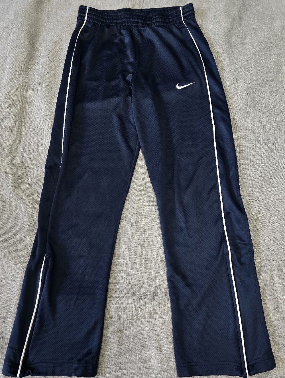 Vinyage Nike Navy Track Pants with White Embroidered Logo Size S